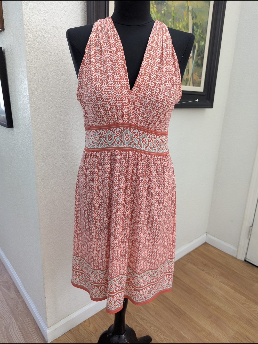Max Studio Sleeveless Coral Patterned V-Neck Women’s Dress Size Small